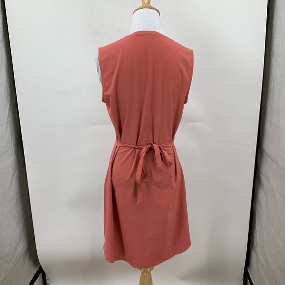 Eddie Bauer Shift Mini Dress Womens S Small Pink Notch Collar Sleeveless Jersey - Picture 5 of 14